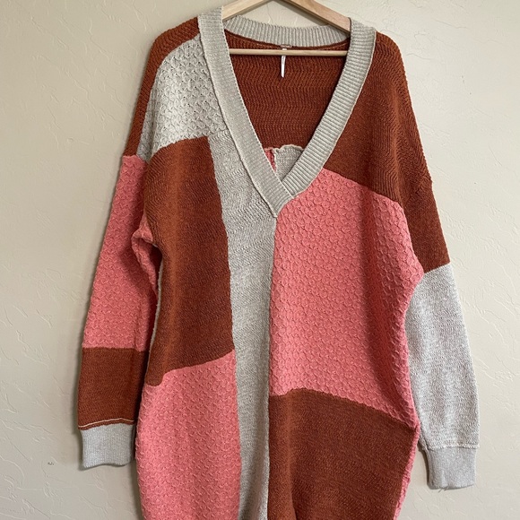 Free People Colorblock Knit Romper - Pink, Cream, and Brown - Picture 4 of 12